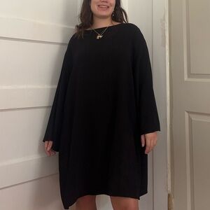 The Row Black Long Sleeve Dress